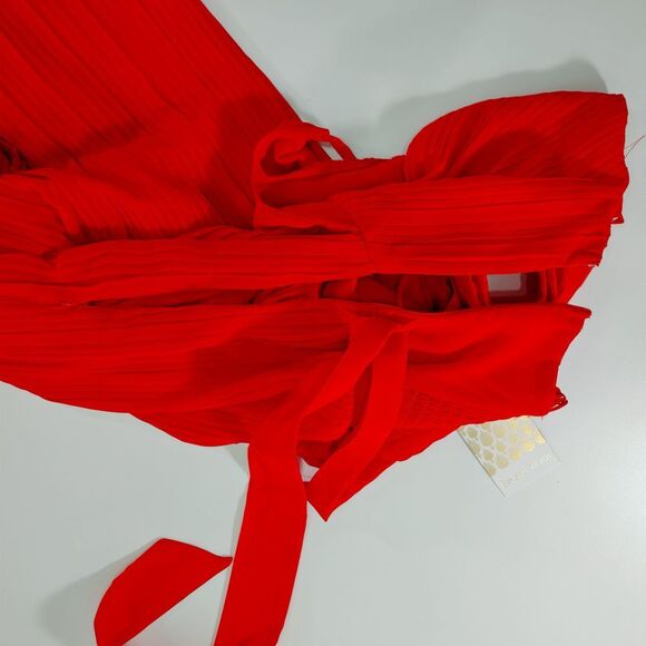 Beyond Words Red Jumpsuit Pleated Wide Leg‎ Spaghetti Strap XS - Picture 9 of 10